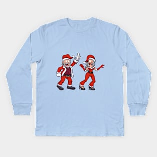 Dancing Santa And Mrs. Claus Kids Long Sleeve T-Shirt